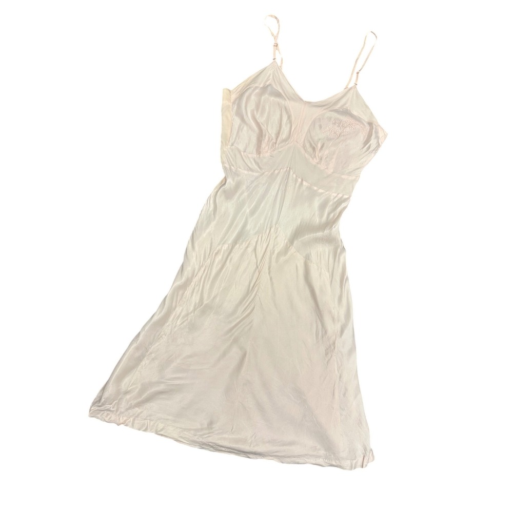 1940s Silk Slip Dress Indie Sleaze Fairy Bridal Coquette Dollette Light Pink S